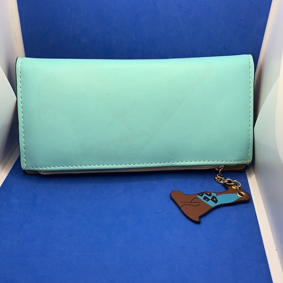 Blue Vegan Leather Dog Clutch Wallet - Picture 3 of 6